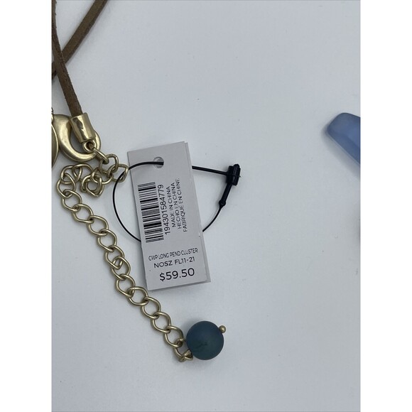 Chicos Long Leather Cord With Colorful Cluster Pendant New - Picture 6 of 7